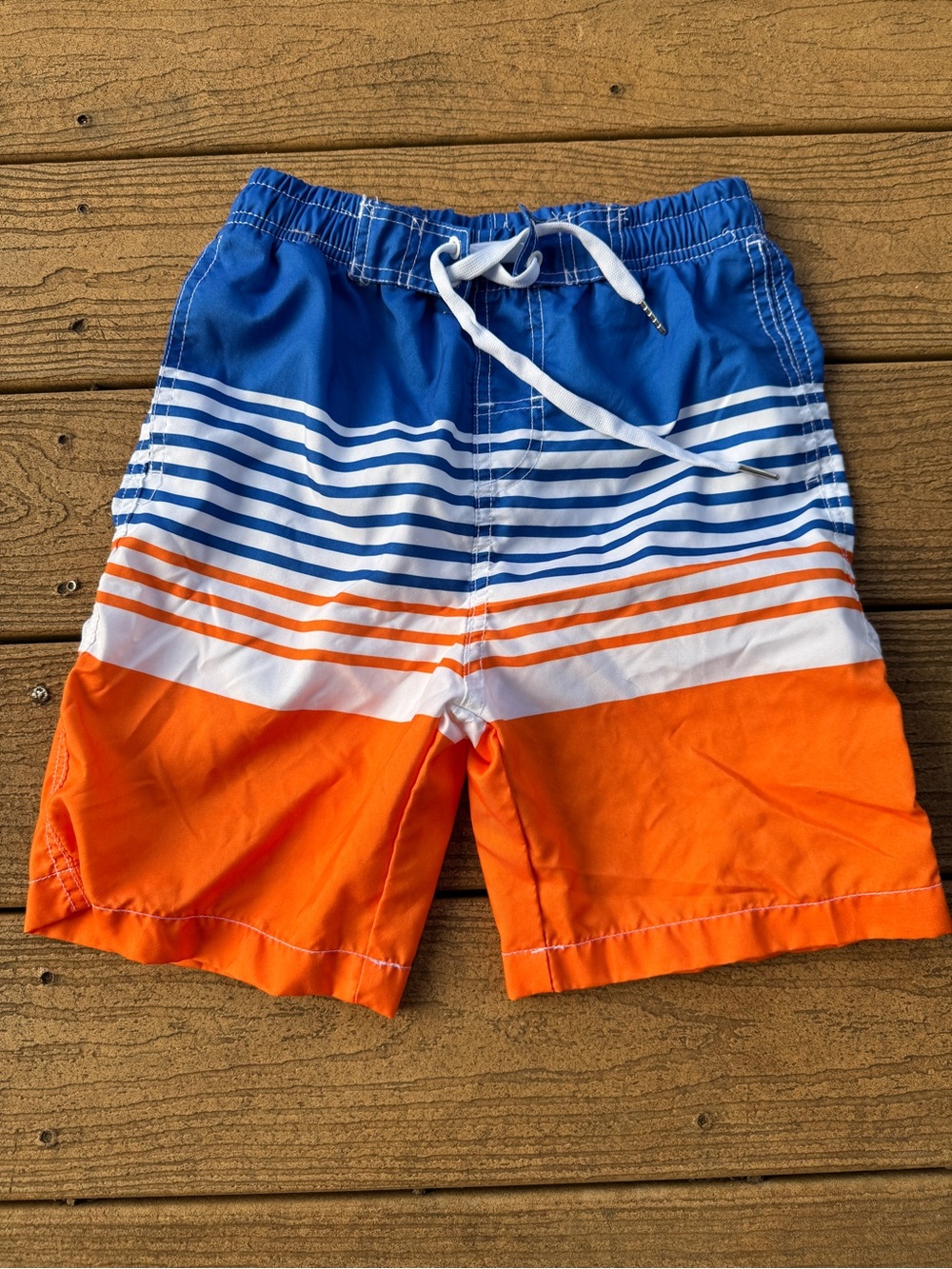 Boys Blue & Orange Stripe Swim shorts